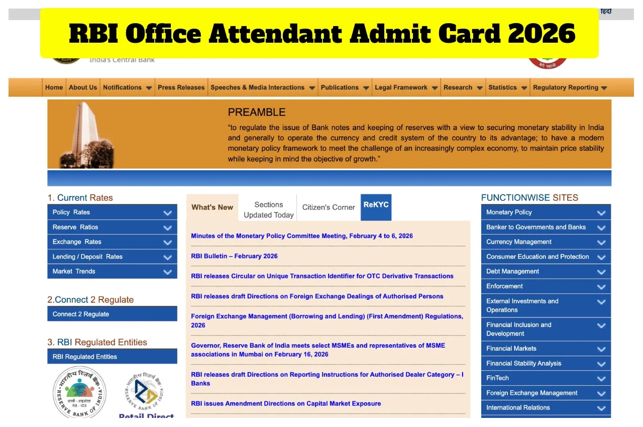 RBI Office Attendant Admit Card 2026