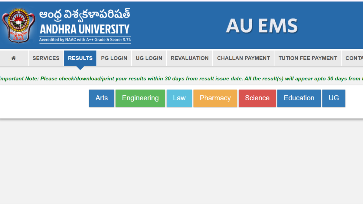Andhra University Result 2026